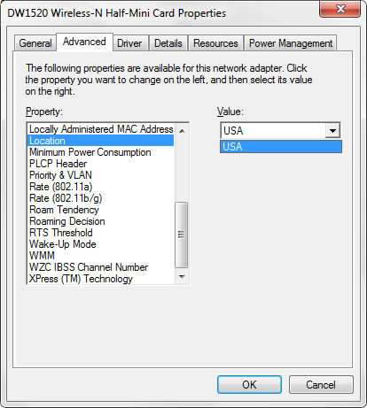 Dell DW1520 Wireless-n mini-half card location